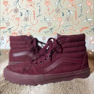 Vans High Top Rare Monochrome Burgundy Shoes